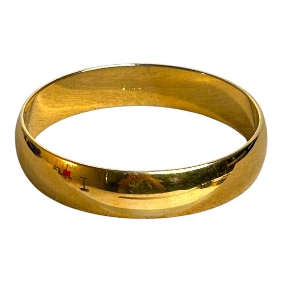 Vintage Monet Polished Yellow Gold Plated Bangle Bracelet - Picture 2 of 5